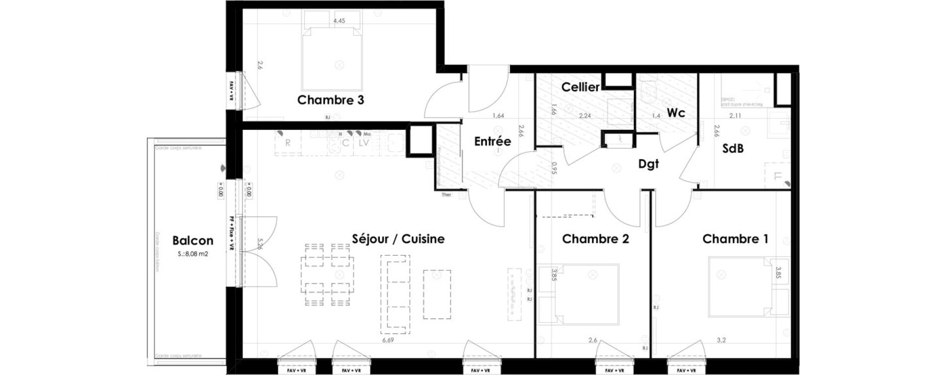 Appartement T4 de 85,56 m2 &agrave; Ambar&egrave;s-Et-Lagrave Centre