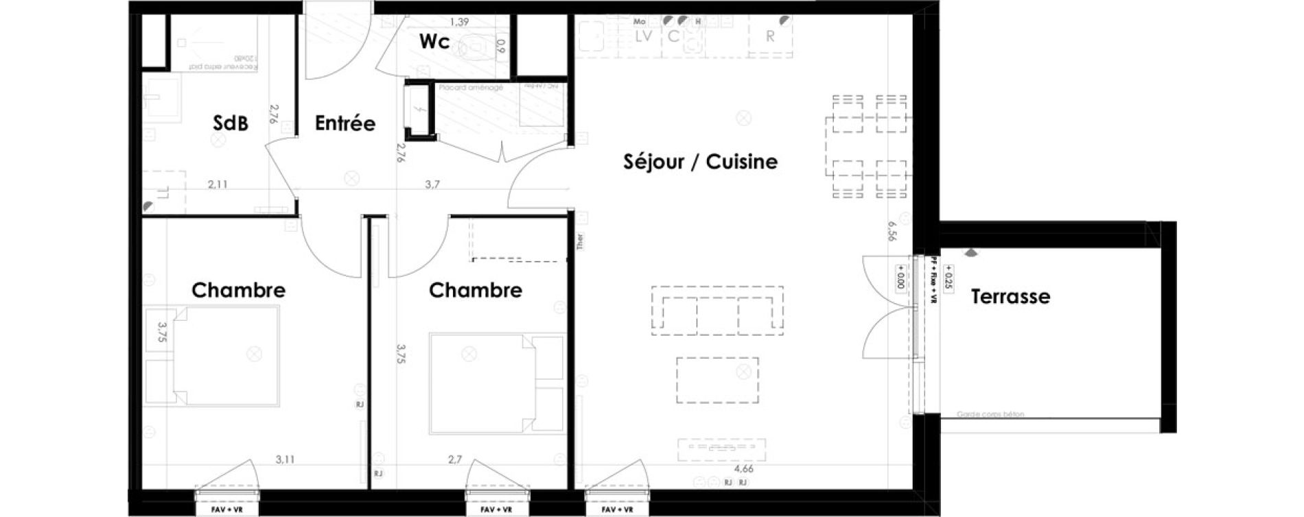 Appartement T3 de 66,88 m2 &agrave; Ambar&egrave;s-Et-Lagrave Centre