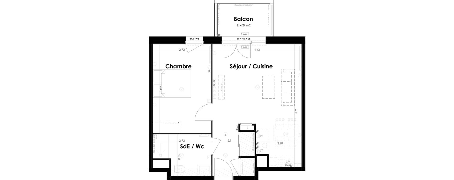 Appartement T2 de 45,35 m2 &agrave; Ambar&egrave;s-Et-Lagrave Centre