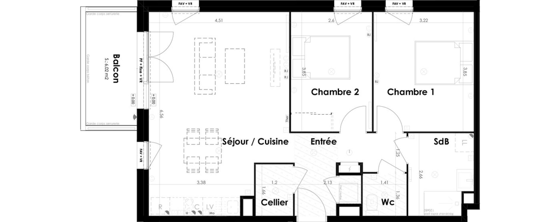 Appartement T3 de 65,87 m2 &agrave; Ambar&egrave;s-Et-Lagrave Centre