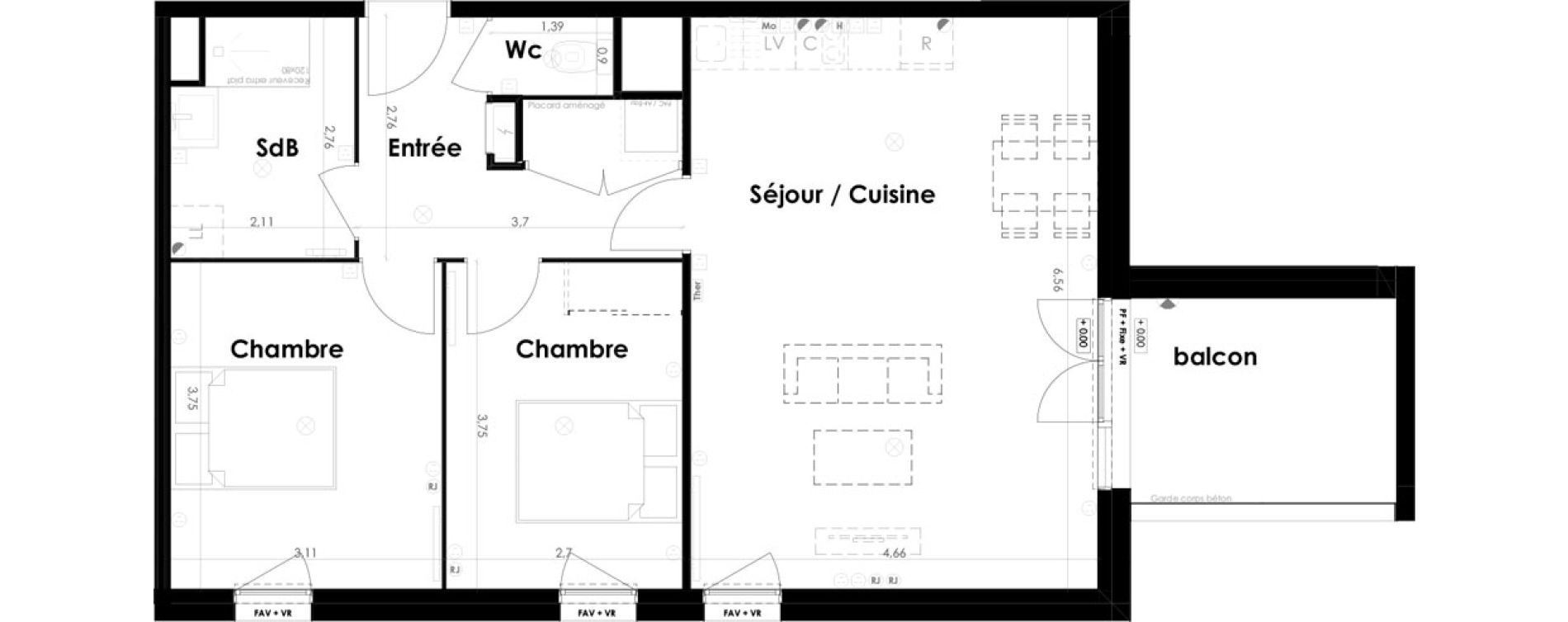 Appartement T3 de 66,88 m2 &agrave; Ambar&egrave;s-Et-Lagrave Centre