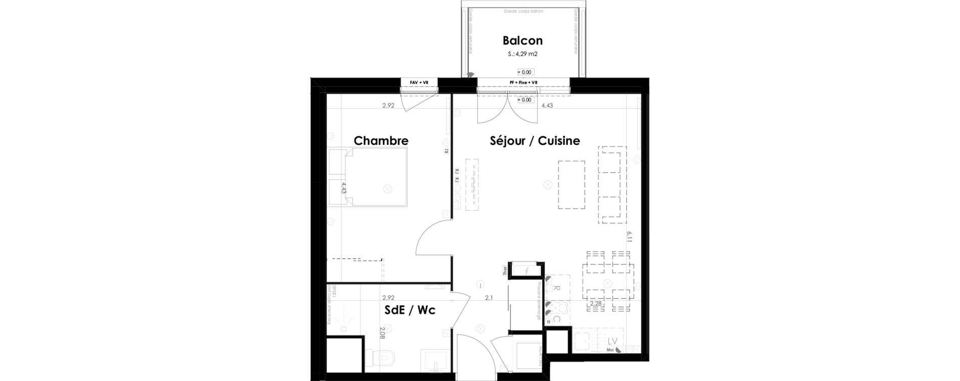 Appartement T2 de 45,35 m2 &agrave; Ambar&egrave;s-Et-Lagrave Centre