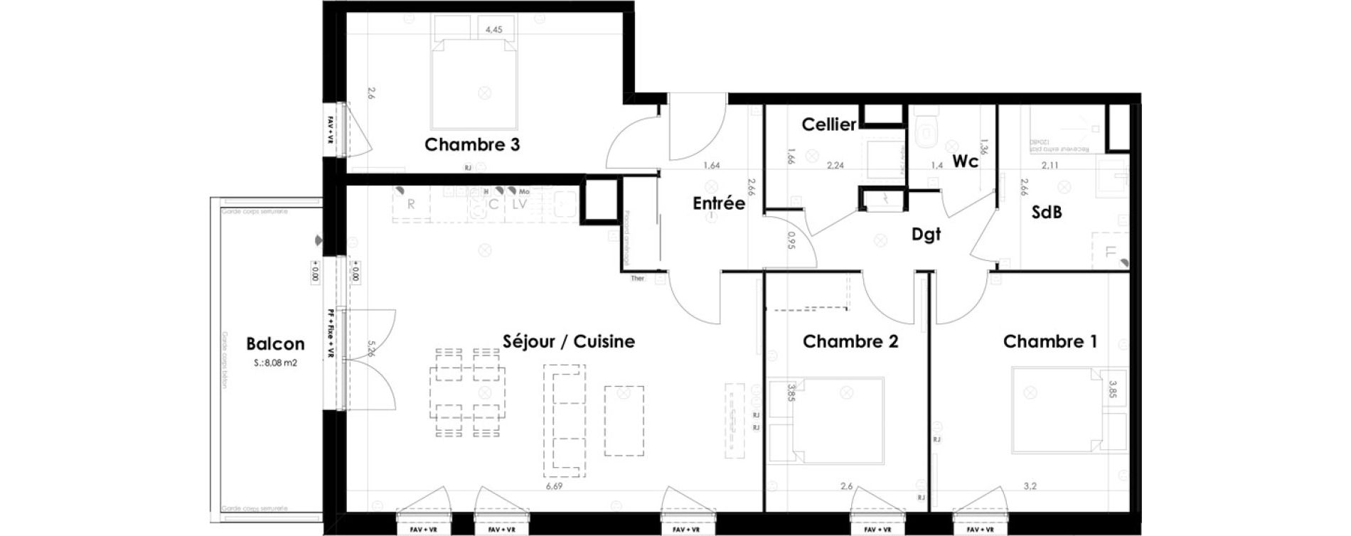 Appartement T4 de 85,56 m2 &agrave; Ambar&egrave;s-Et-Lagrave Centre