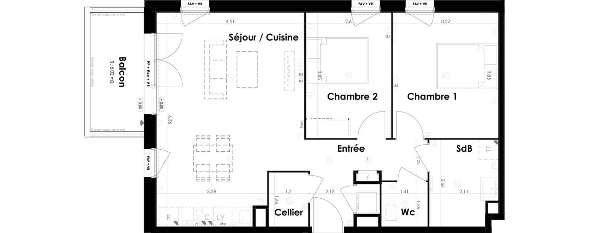 Appartement T3 de 65,87 m2 &agrave; Ambar&egrave;s-Et-Lagrave Centre