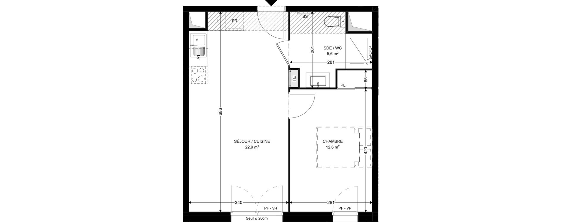 Appartement T2 de 41,10 m2 &agrave; Ambar&egrave;s-Et-Lagrave Centre