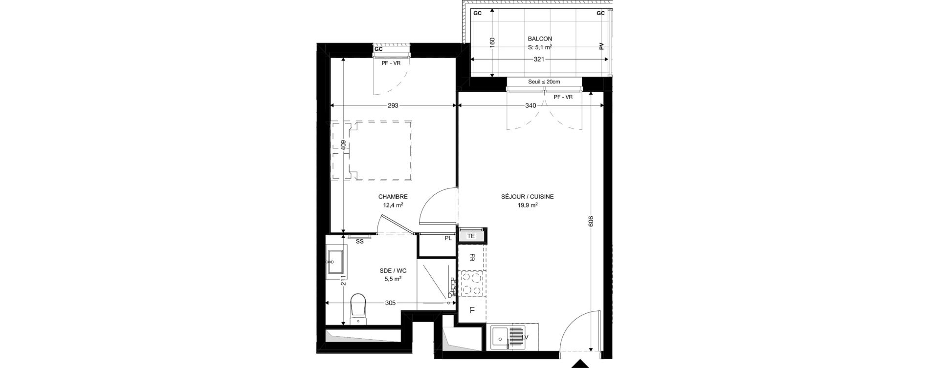 Appartement T2 de 37,80 m2 &agrave; Ambar&egrave;s-Et-Lagrave Centre