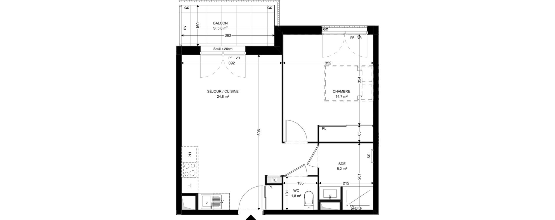 Appartement T2 de 46,50 m2 &agrave; Ambar&egrave;s-Et-Lagrave Centre