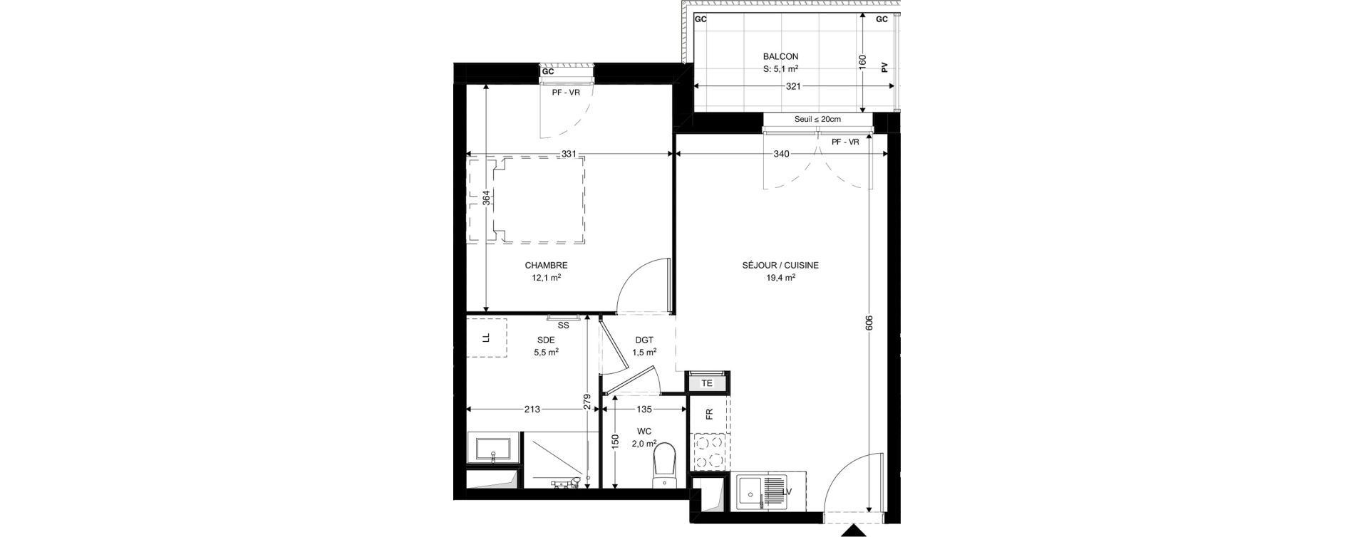 Appartement T2 de 40,50 m2 &agrave; Ambar&egrave;s-Et-Lagrave Centre