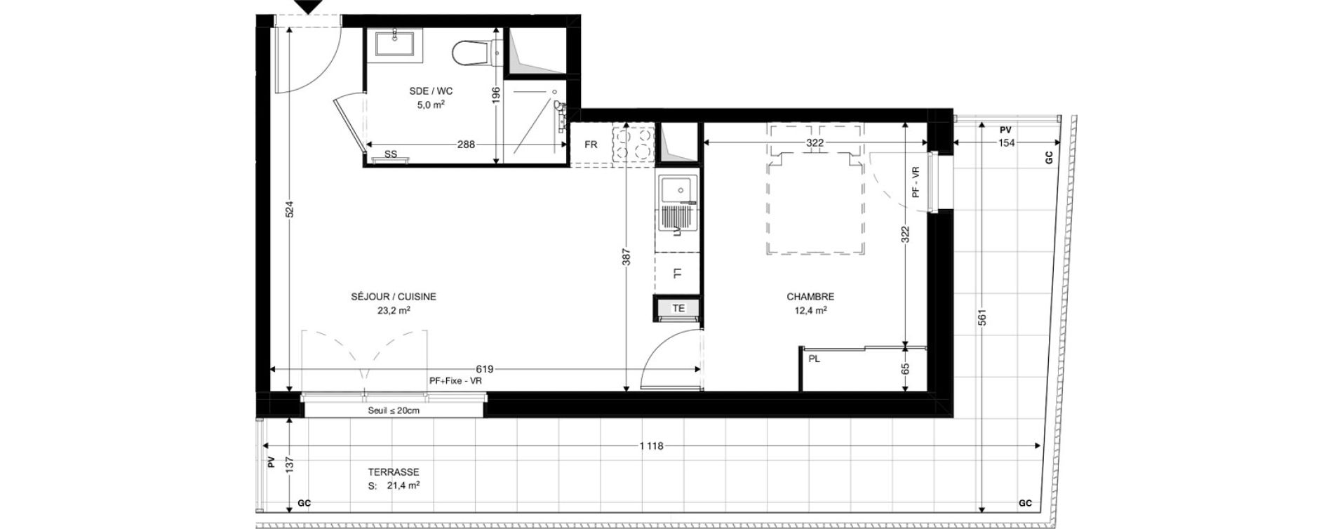 Appartement T2 de 40,60 m2 &agrave; Ambar&egrave;s-Et-Lagrave Centre
