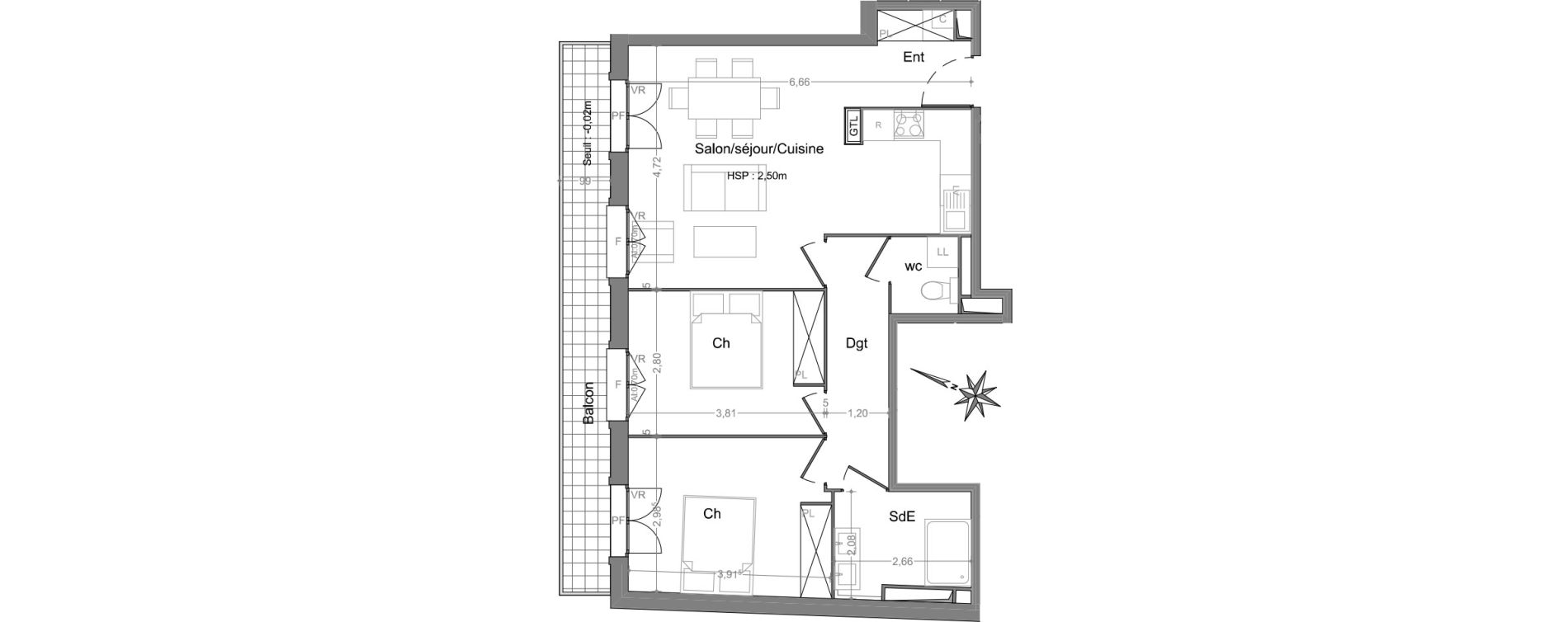 Appartement T3 de 64,70 m2 &agrave; Andernos-Les-Bains Centre