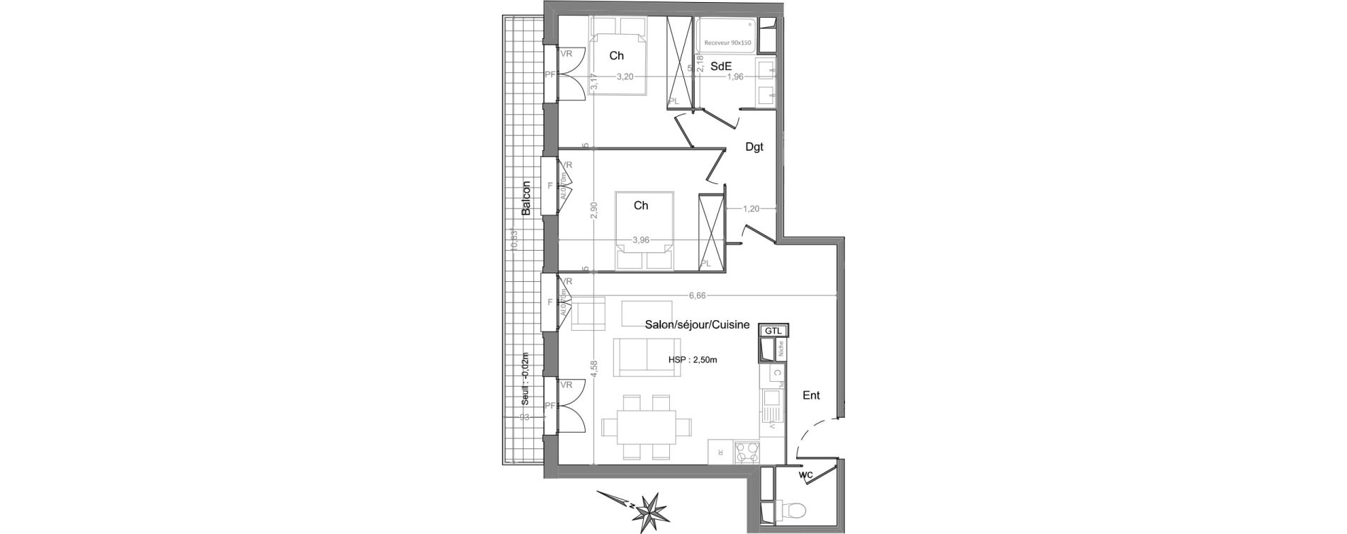 Appartement T3 de 63,67 m2 &agrave; Andernos-Les-Bains Centre