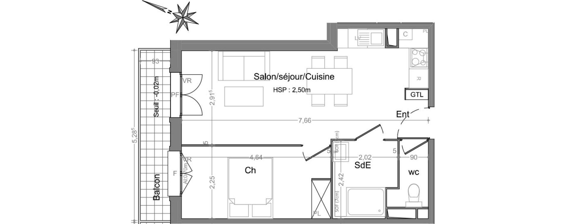 Appartement T2 de 40,26 m2 &agrave; Andernos-Les-Bains Centre