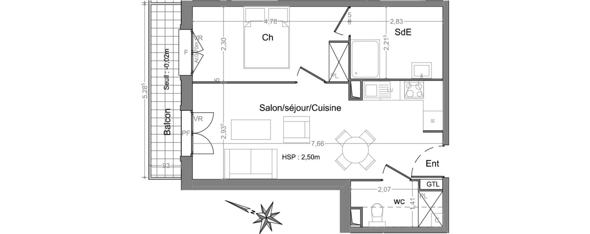 Appartement T2 de 43,42 m2 &agrave; Andernos-Les-Bains Centre