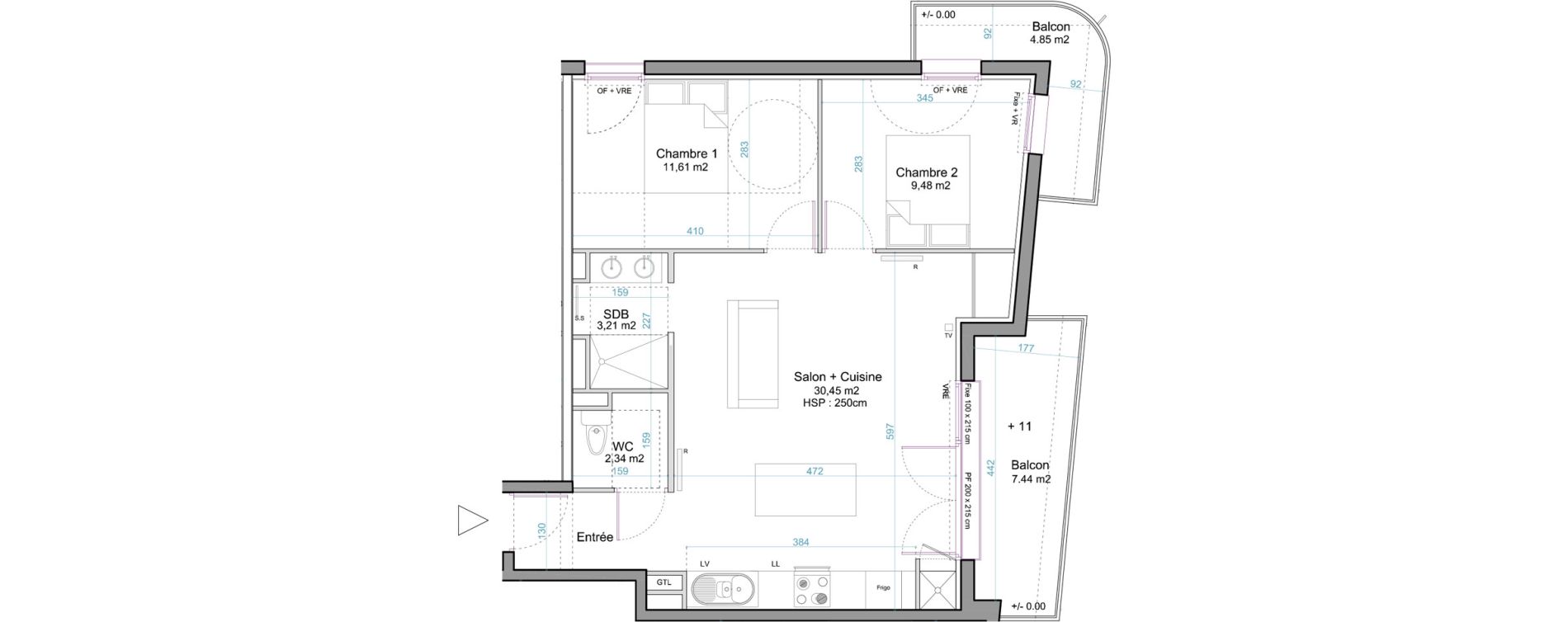 Appartement T3 de 59,14 m2 &agrave; Andernos-Les-Bains Centre