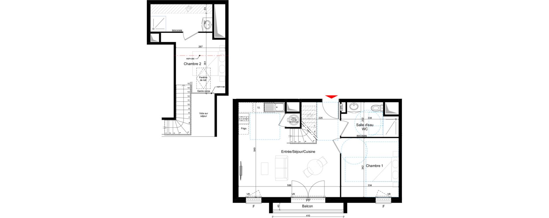 Duplex T3 de 59,92 m2 &agrave; Andernos-Les-Bains Centre