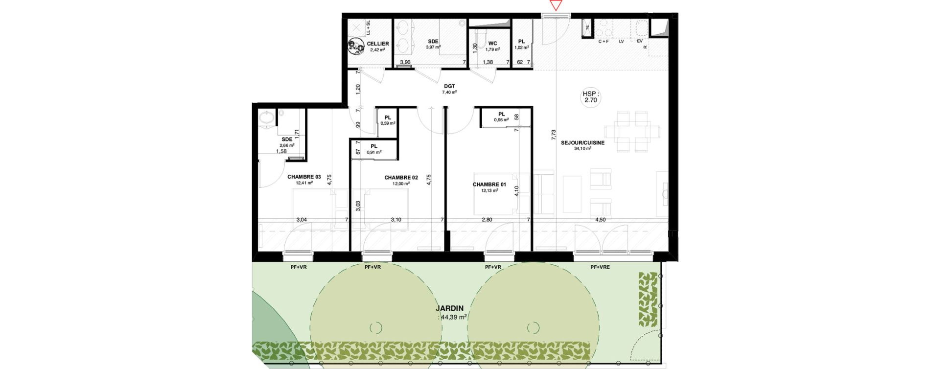 Appartement T4 de 92,35 m2 &agrave; Andernos-Les-Bains Centre
