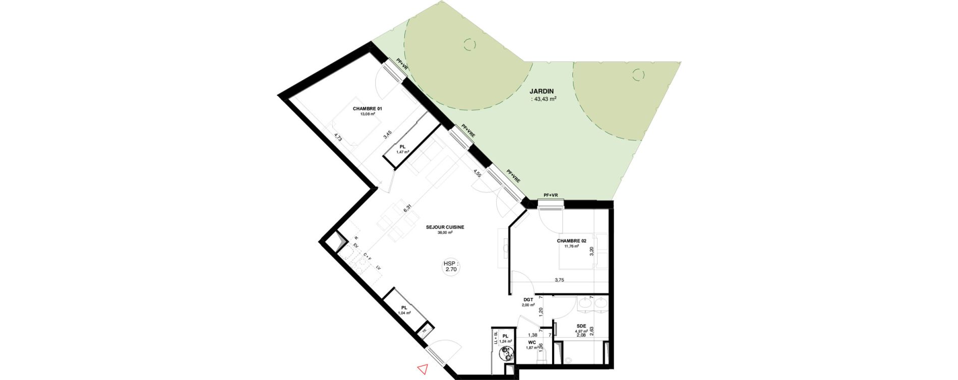Appartement T3 de 75,43 m2 &agrave; Andernos-Les-Bains Centre