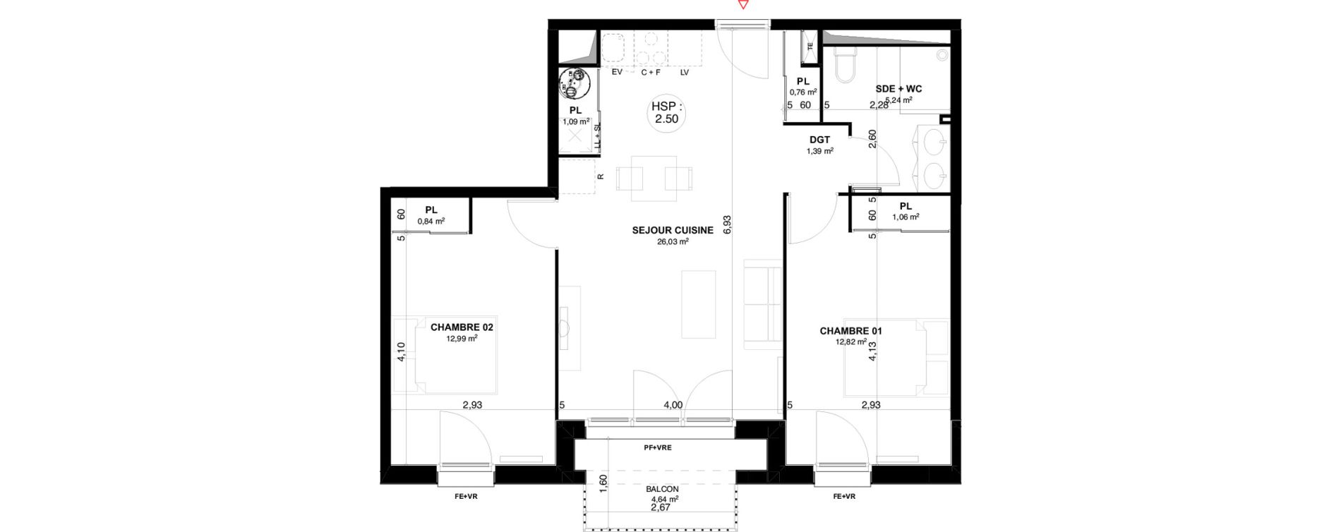 Appartement T3 de 62,22 m2 &agrave; Andernos-Les-Bains Centre