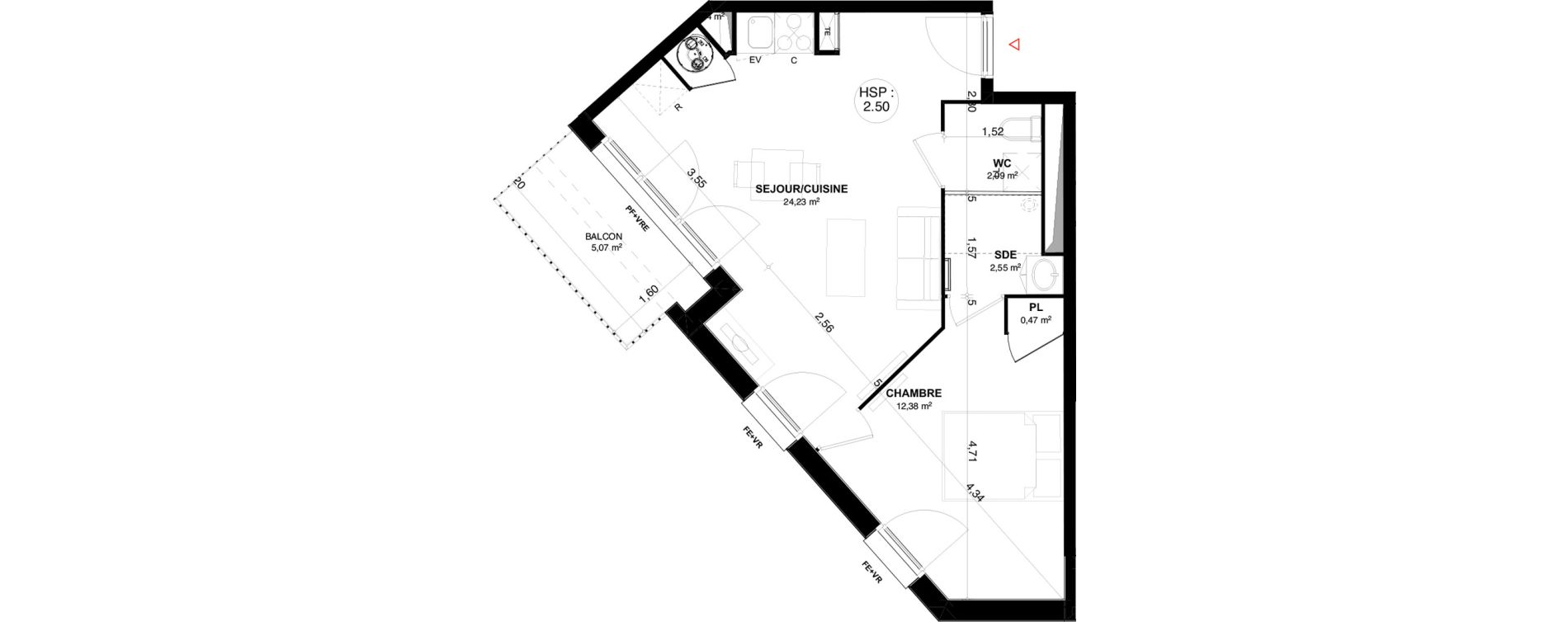 Appartement T2 de 42,16 m2 &agrave; Andernos-Les-Bains Centre