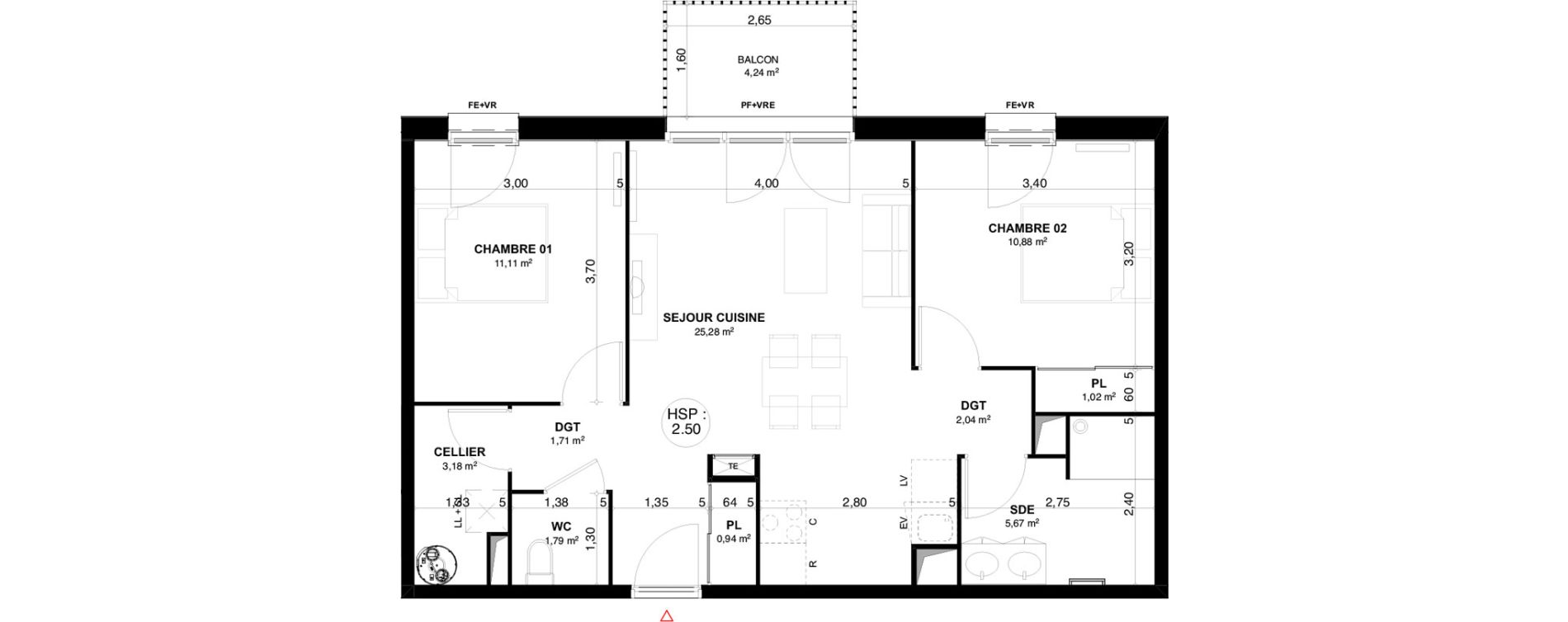 Appartement T3 de 63,62 m2 &agrave; Andernos-Les-Bains Centre