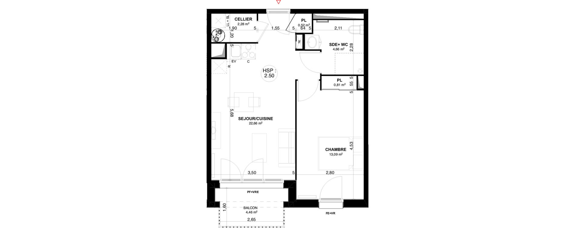 Appartement T2 de 44,02 m2 &agrave; Andernos-Les-Bains Centre
