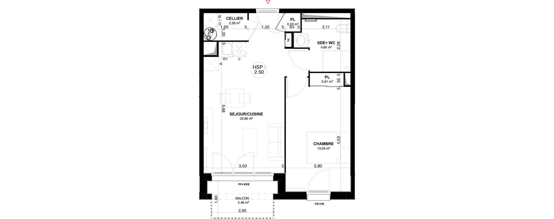 Appartement T2 de 44,02 m2 &agrave; Andernos-Les-Bains Centre