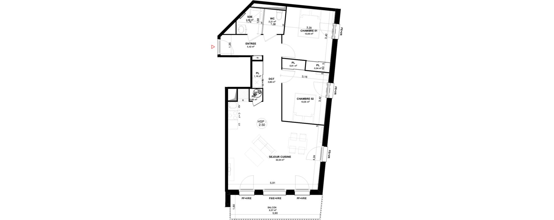 Appartement T3 de 71,00 m2 &agrave; Andernos-Les-Bains Centre