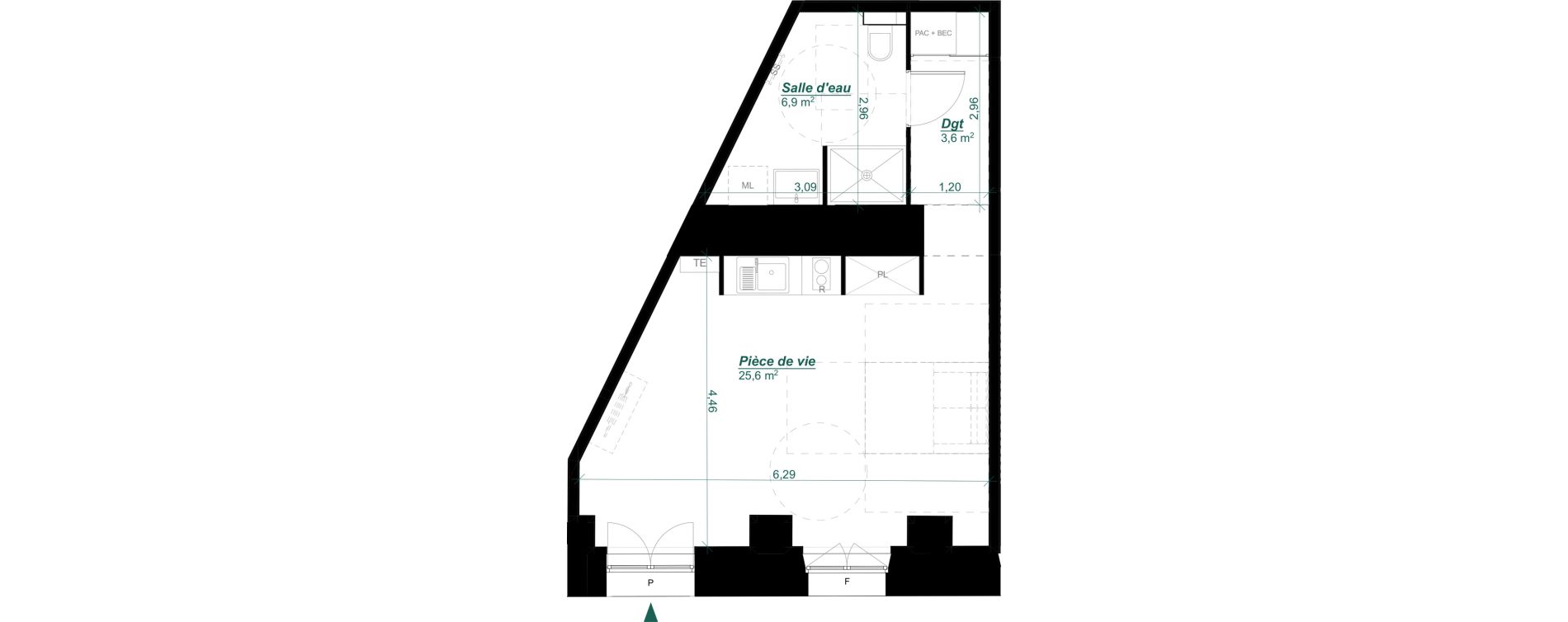 Appartement T1 de 36,10 m2 &agrave; Arcachon Parc mauresque
