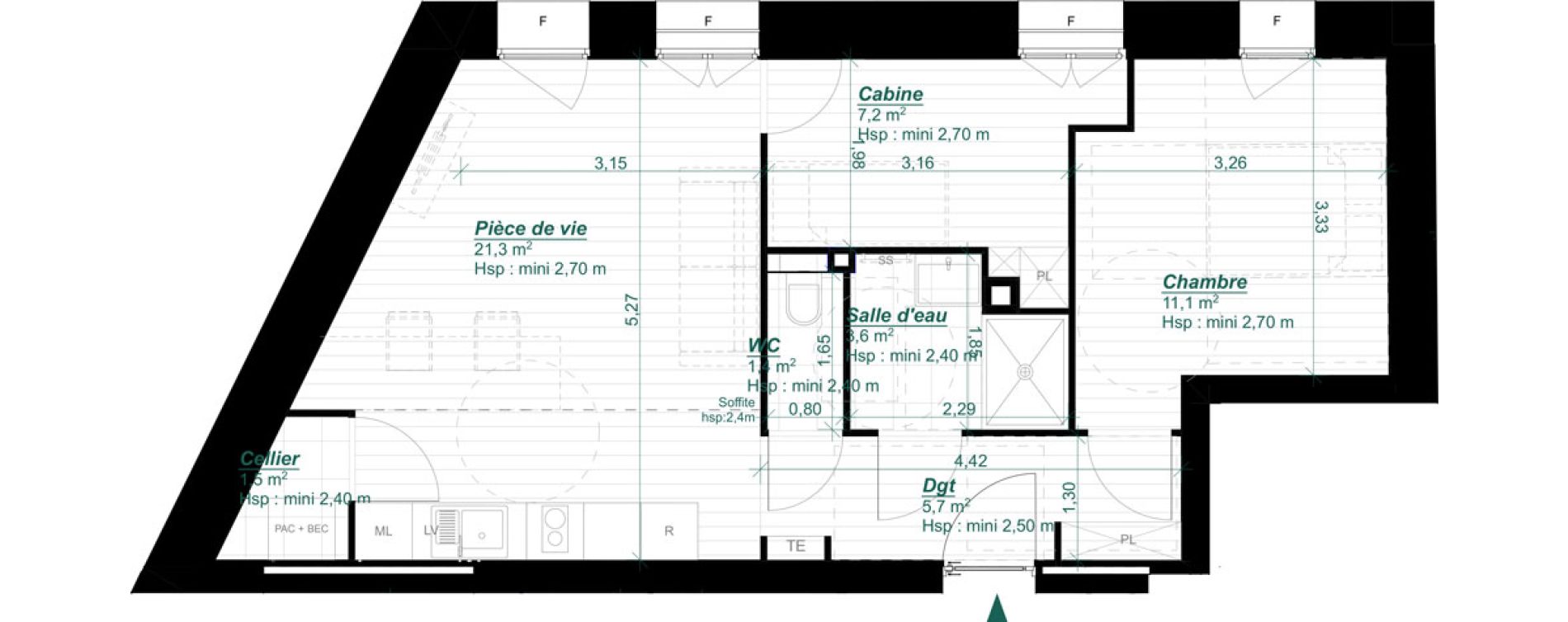 Appartement T2 de 51,80 m2 &agrave; Arcachon Parc mauresque