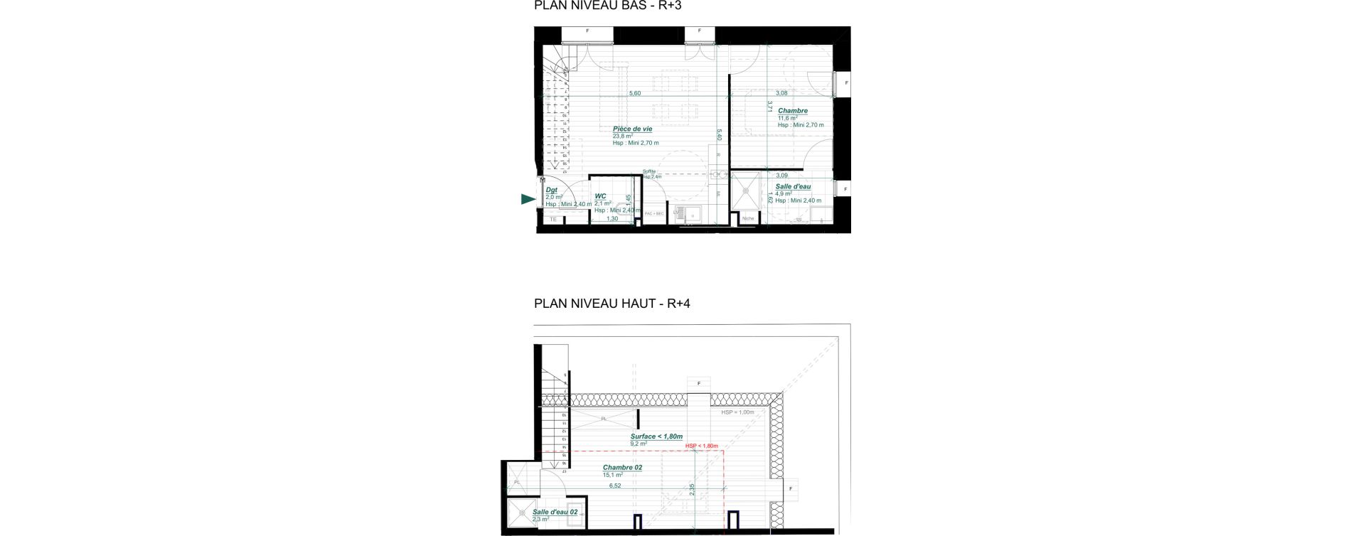 Duplex T3 de 61,80 m2 &agrave; Arcachon Parc mauresque