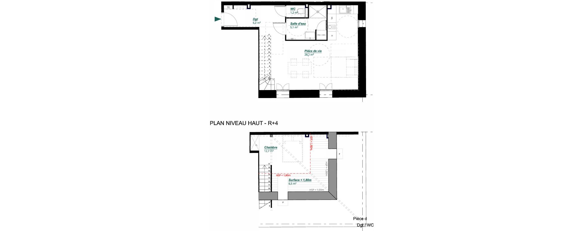 Duplex T2 de 53,40 m2 &agrave; Arcachon Parc mauresque