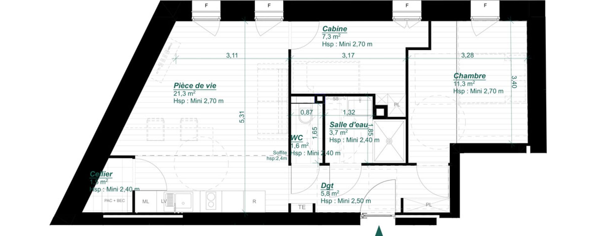 Appartement T2 de 52,50 m2 &agrave; Arcachon Parc mauresque