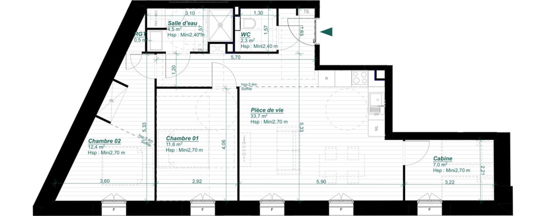 Appartement T3 de 72,00 m2 &agrave; Arcachon Parc mauresque