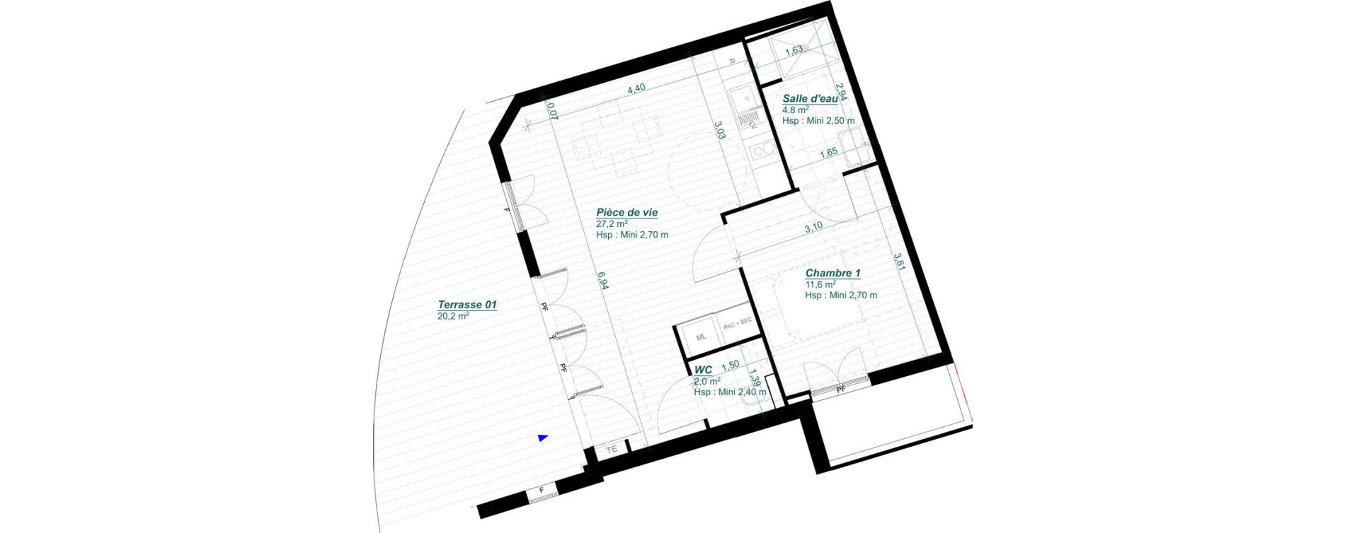 Appartement T2 de 45,60 m2 &agrave; Arcachon Parc mauresque
