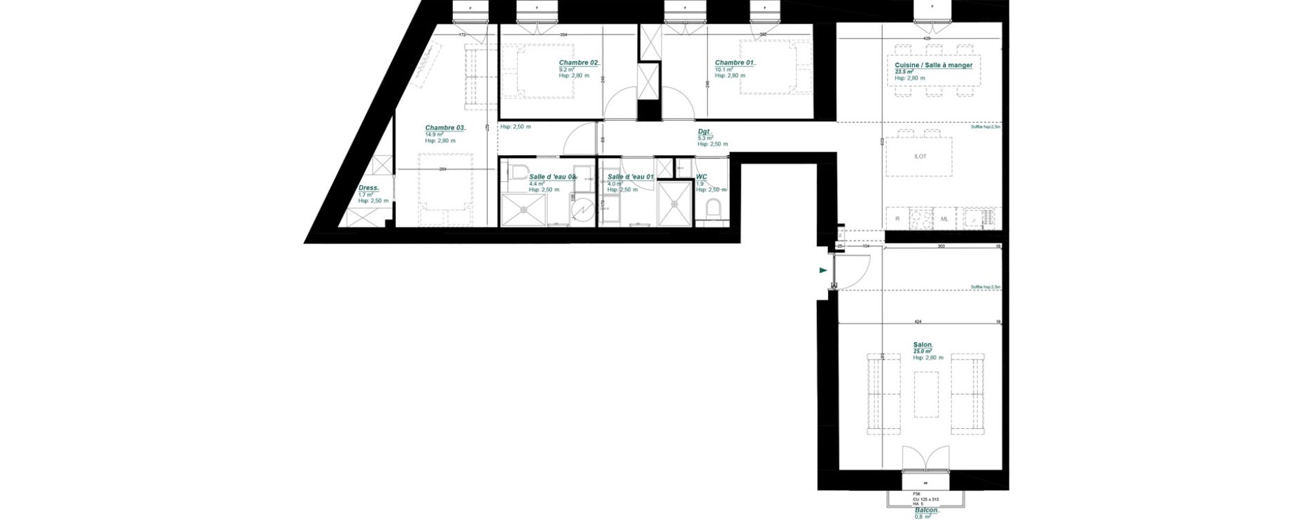 Appartement T4 de 100,00 m2 &agrave; Arcachon Parc mauresque