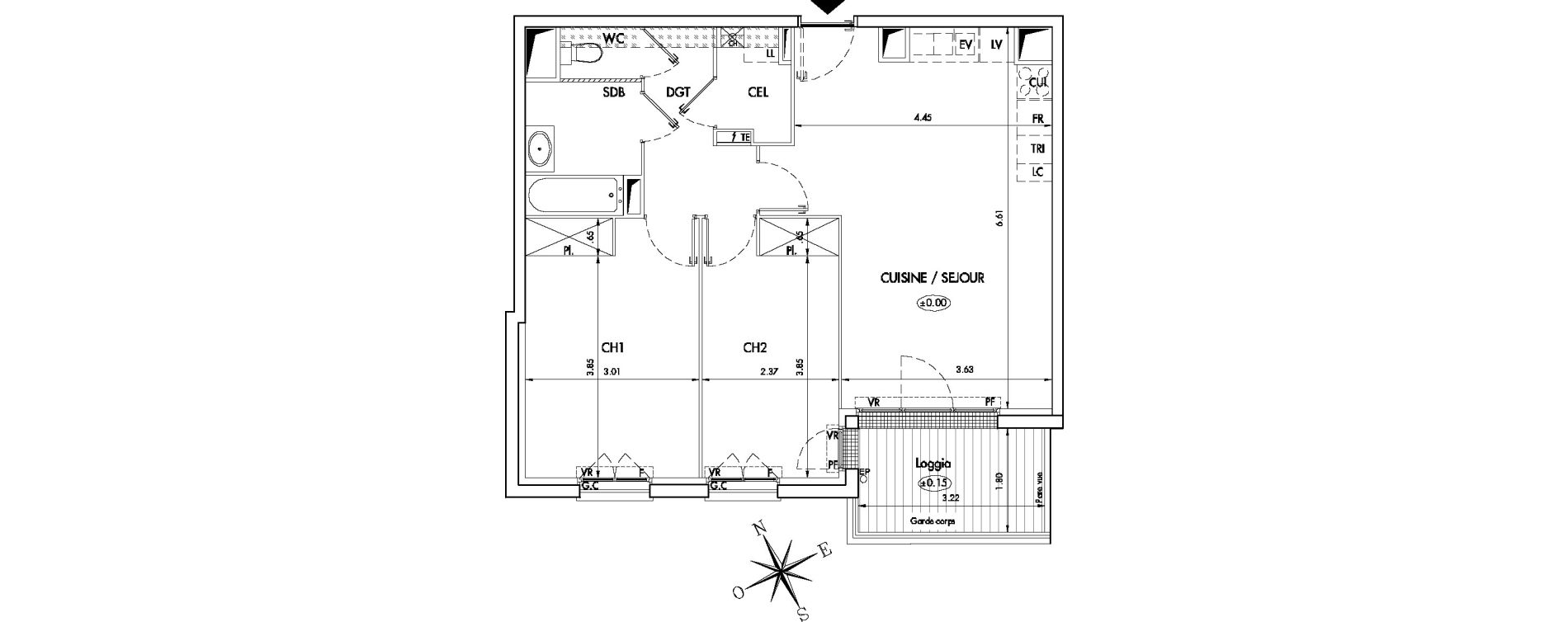 Appartement T3 de 66,10 m2 &agrave; Arcachon Centre