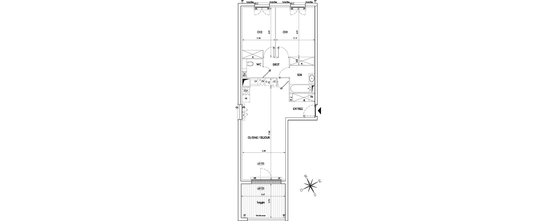 Appartement T3 de 67,60 m2 &agrave; Arcachon Centre