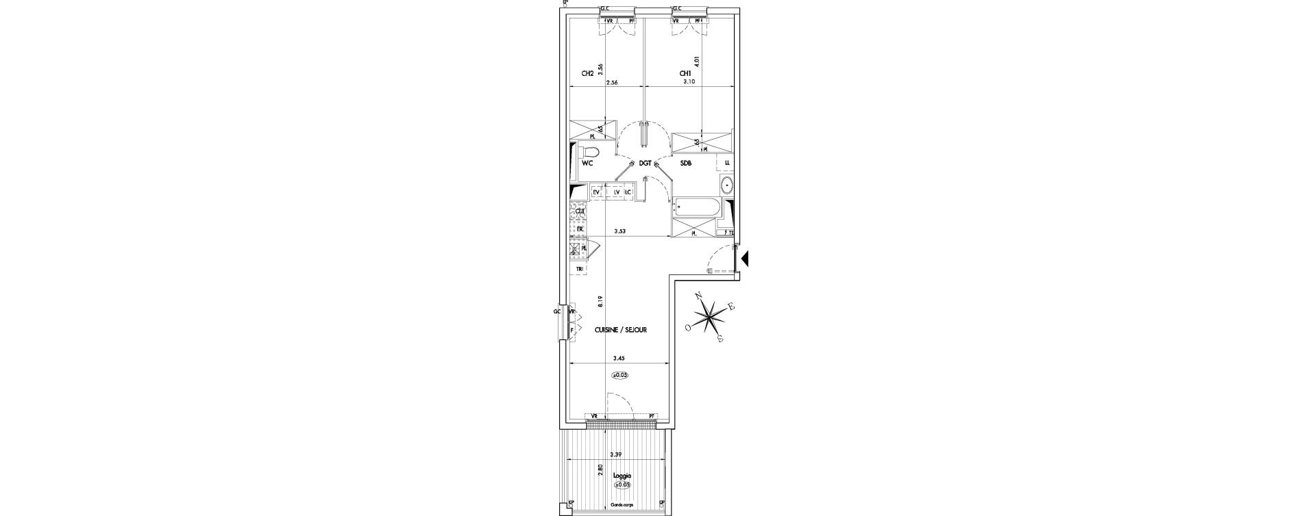 Appartement T3 de 65,20 m2 &agrave; Arcachon Centre