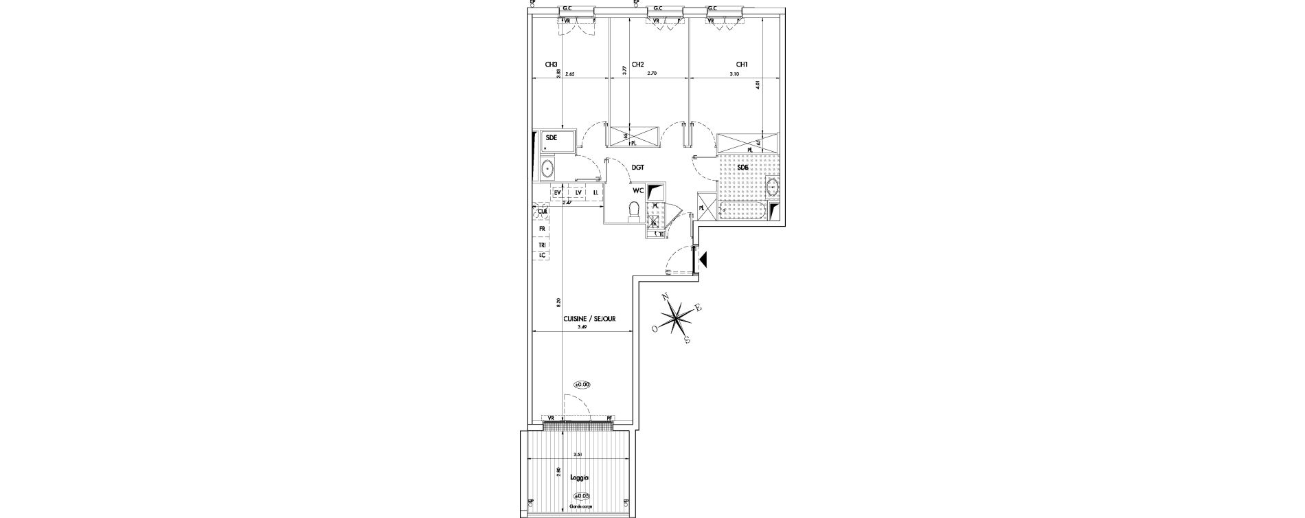 Appartement T4 de 84,10 m2 &agrave; Arcachon Centre