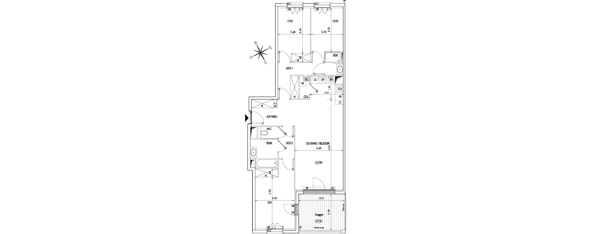 Appartement T4 de 88,50 m2 &agrave; Arcachon Centre
