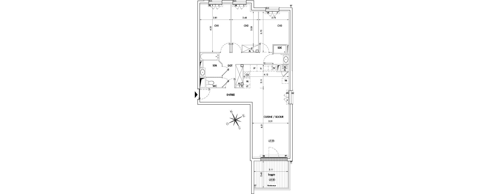 Appartement T4 de 83,30 m2 &agrave; Arcachon Centre