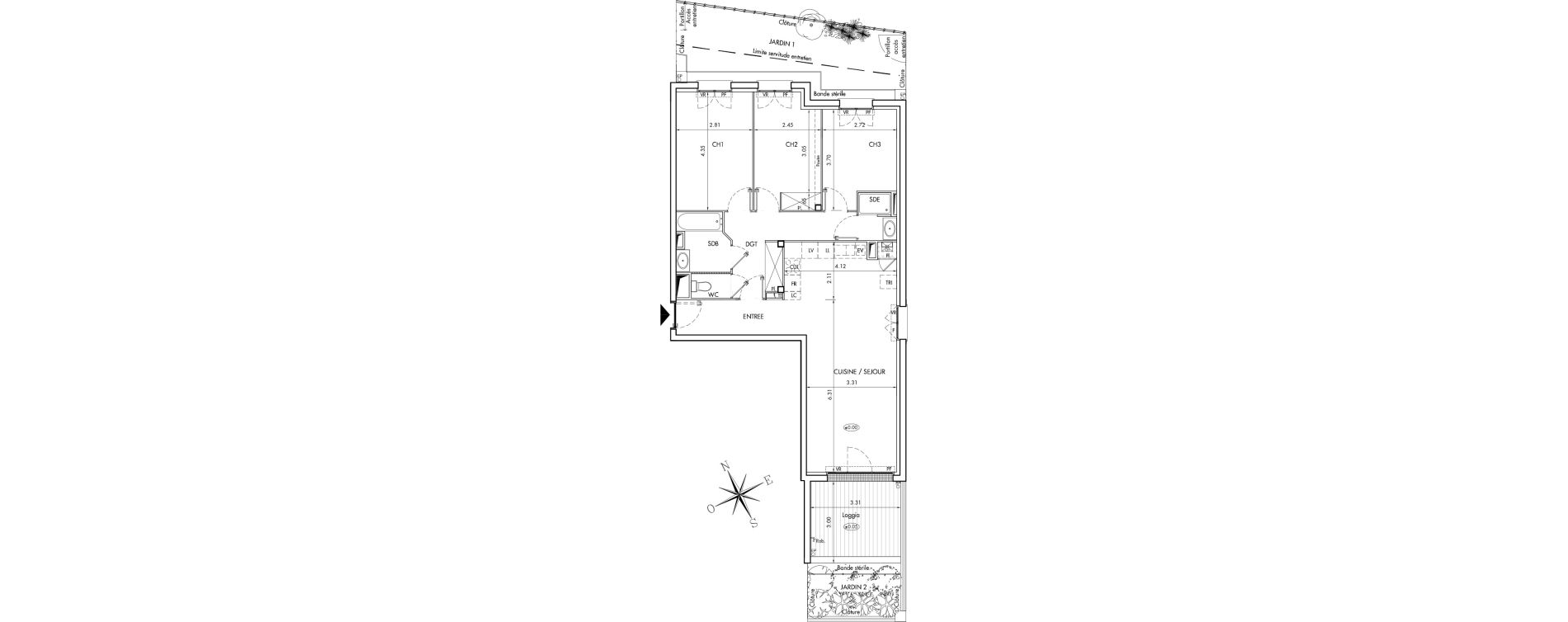 Appartement T4 de 83,10 m2 &agrave; Arcachon Centre