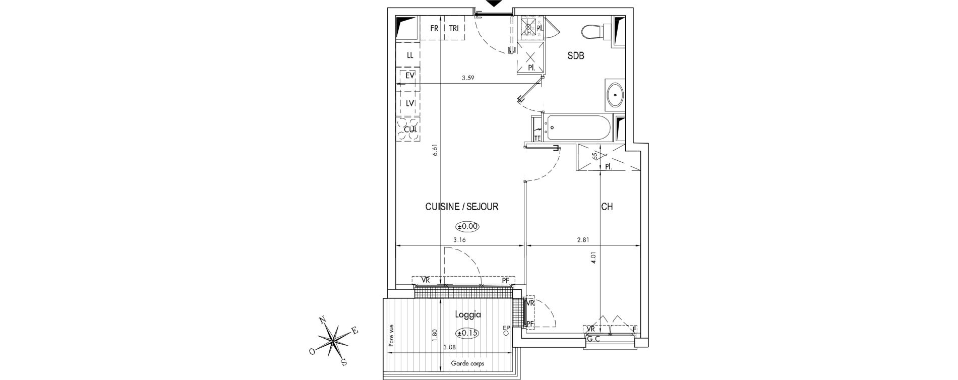 Appartement T2 de 40,30 m2 &agrave; Arcachon Centre