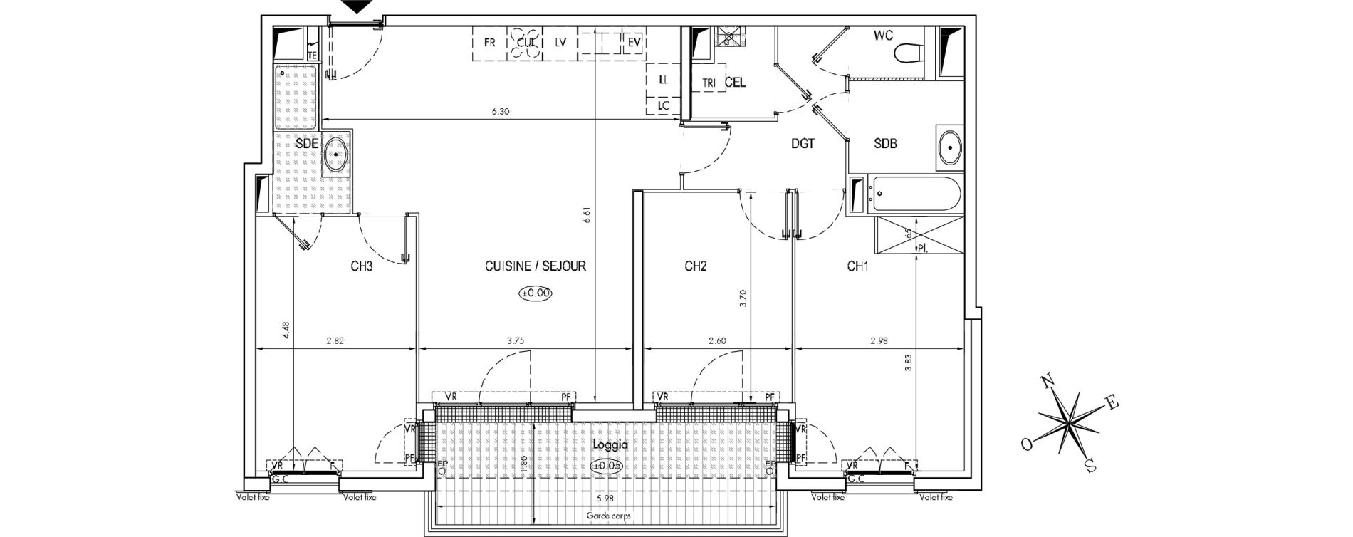 Appartement T4 de 84,20 m2 &agrave; Arcachon Centre