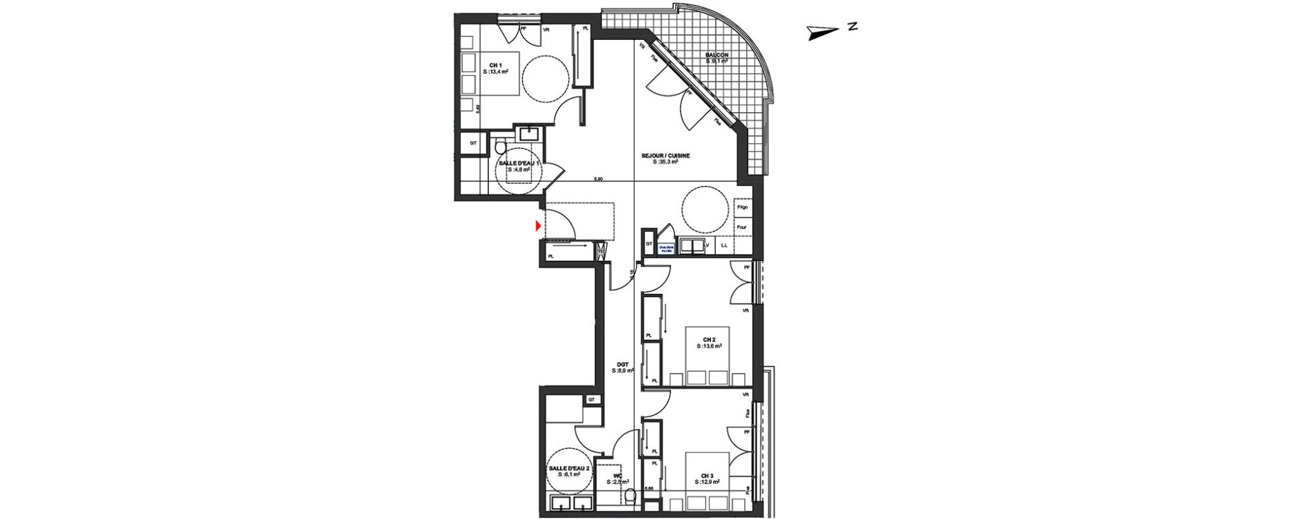 Appartement T4 de 97,50 m2 &agrave; Arcachon Centre