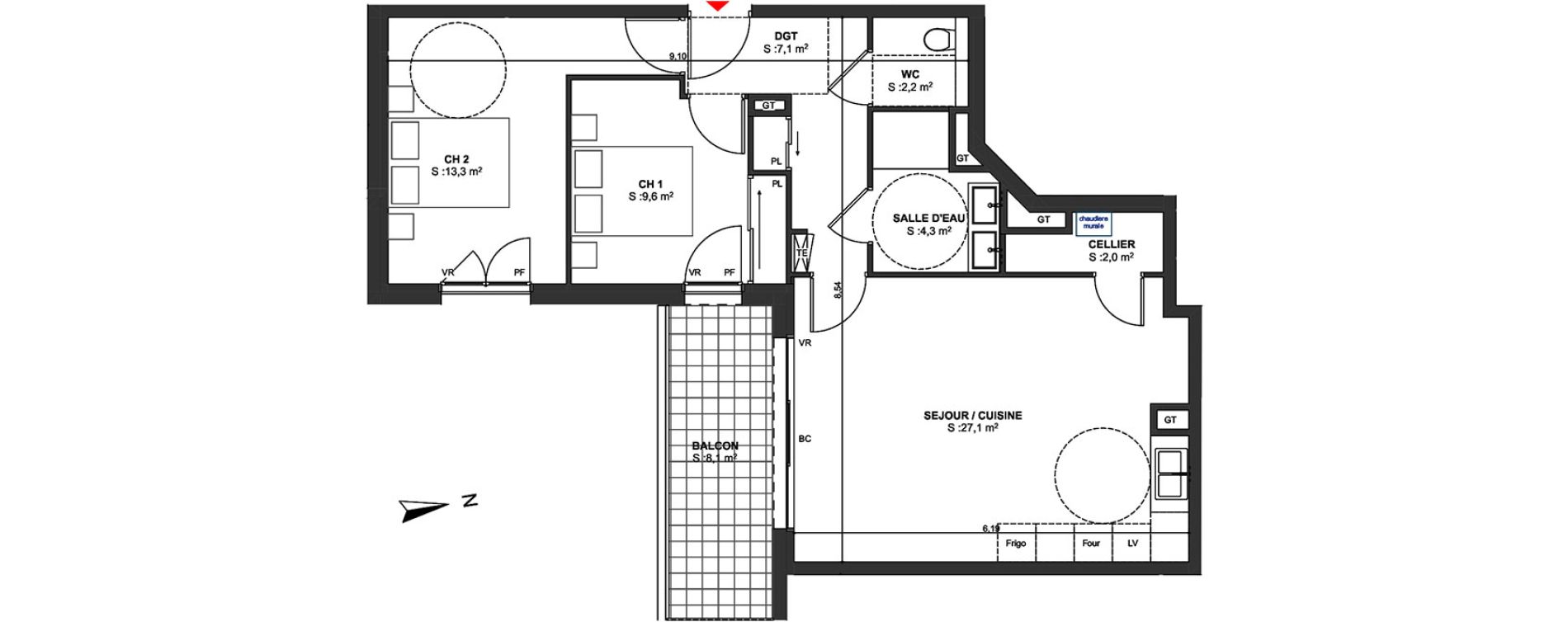 Appartement T3 de 65,60 m2 &agrave; Arcachon Centre