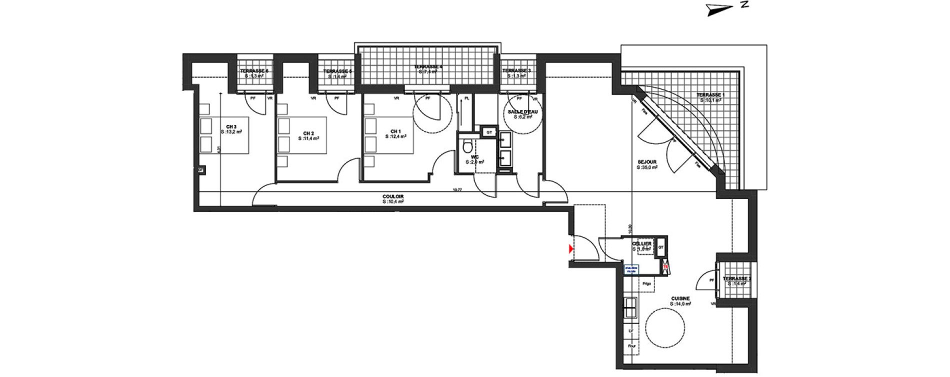 Appartement T4 de 107,30 m2 &agrave; Arcachon Centre