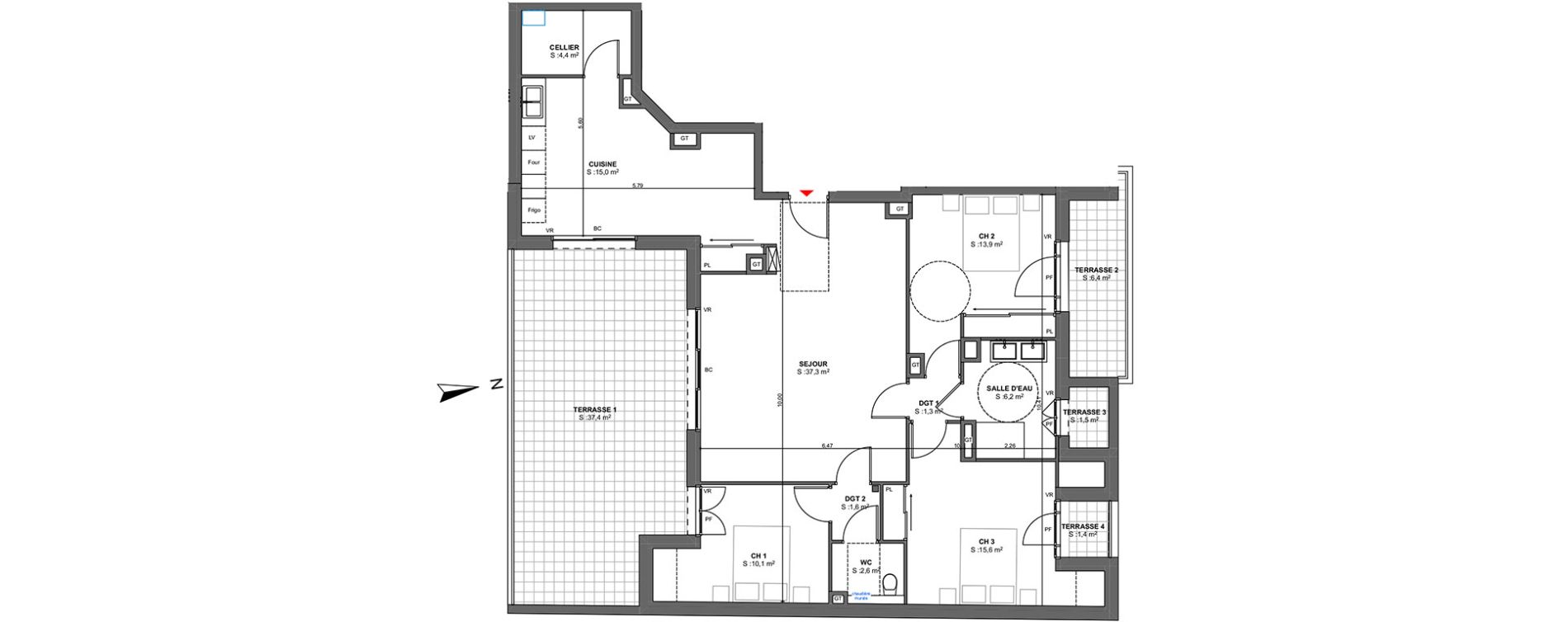 Appartement T4 de 108,00 m2 &agrave; Arcachon Centre