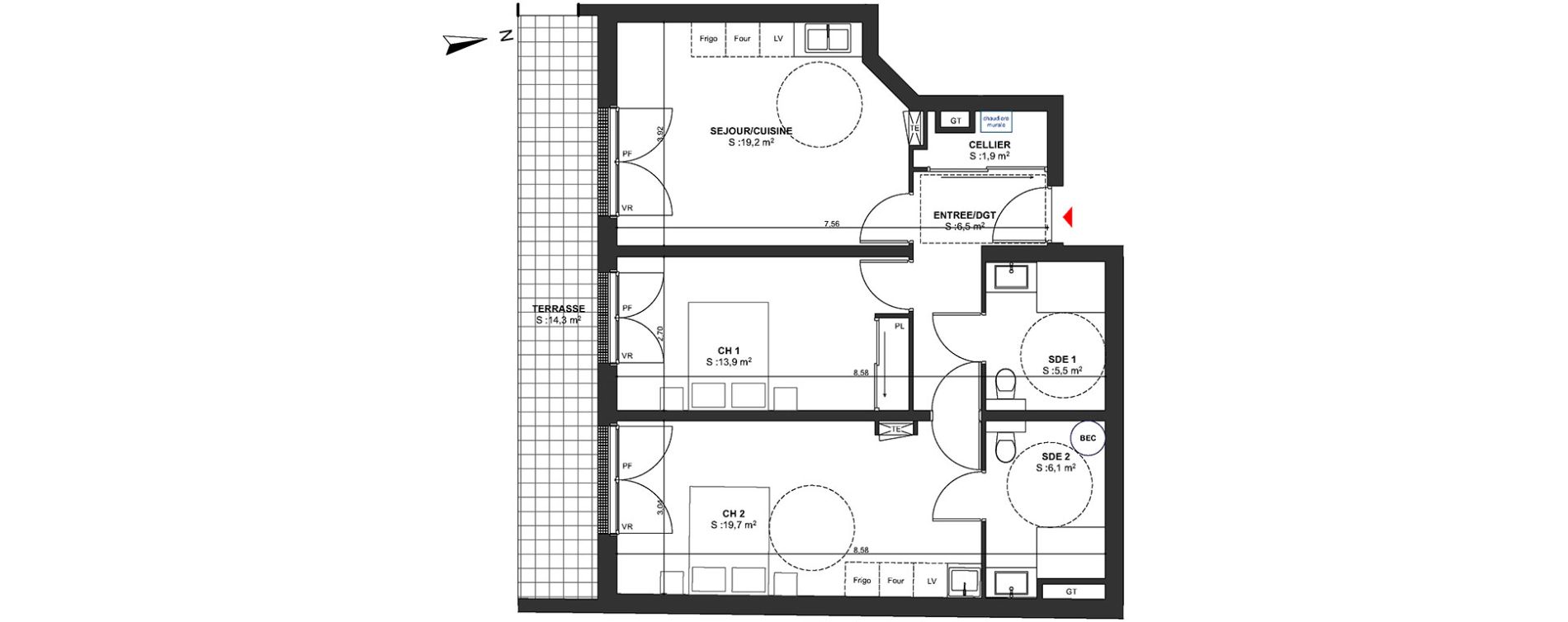 Appartement T3 de 72,80 m2 &agrave; Arcachon Centre