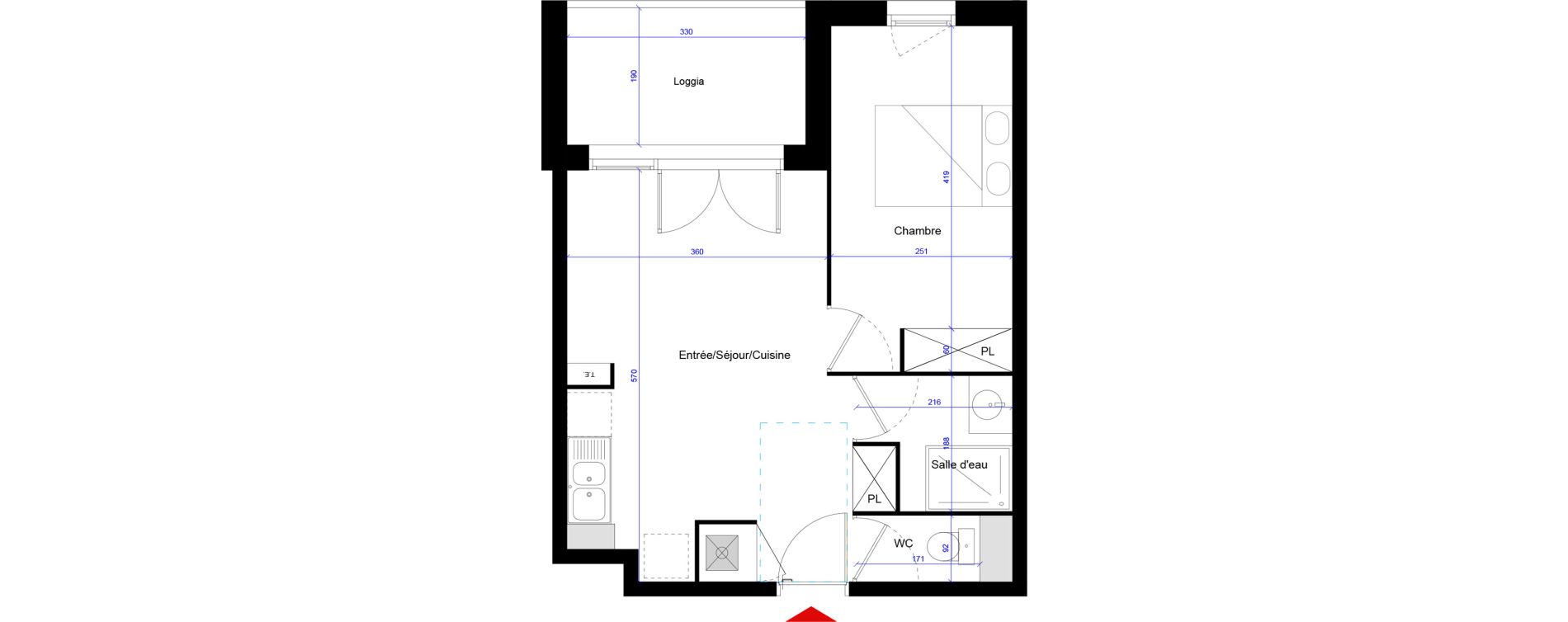 Appartement T2 de 38,14 m2 &agrave; Ar&egrave;s Centre